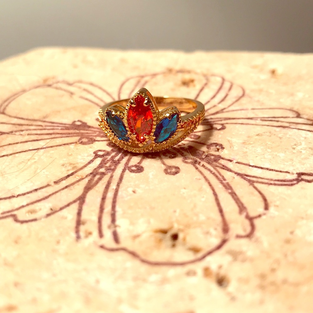 Orange & Blue Fragrant Jewels Ring Size 6